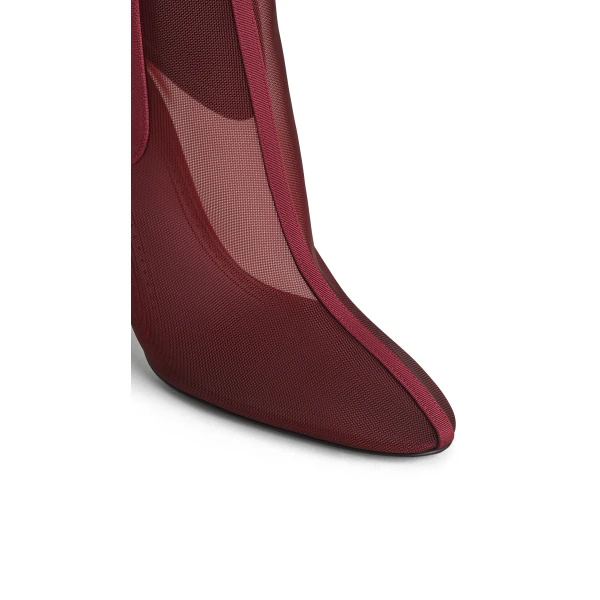 Alaia Heeled Chelsea Boots in Mesh, Bordeaux | Boots | Coveti
