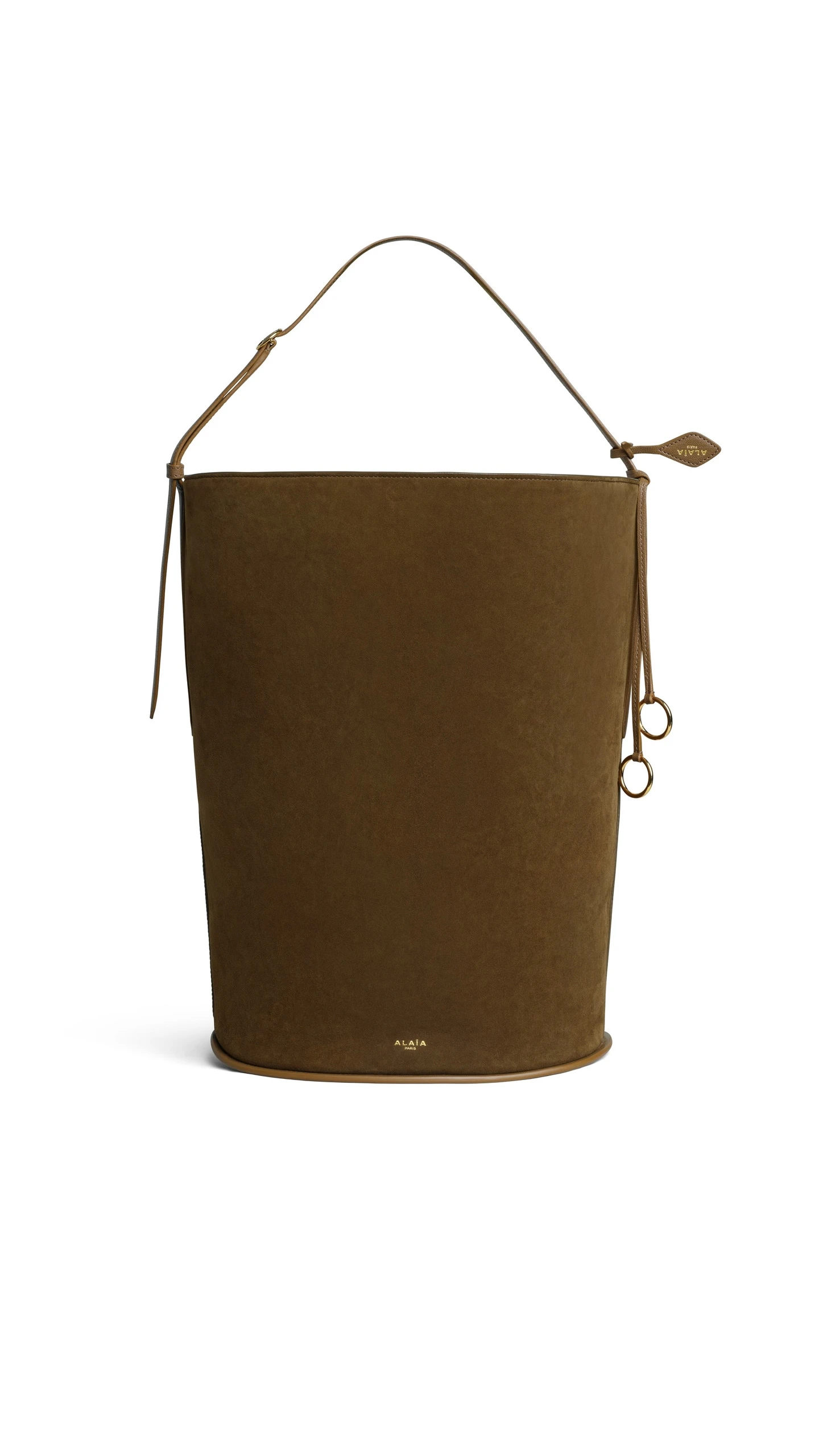 Alaia Hip Large Bucket Bi-Material Bag in Leather, Khaki Alaia Hip Large Bucket Bi-Material Bag in Leather, Khaki | Bucket Bags | Coveti
