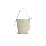 Alaia Hip Small Bucket Bi-Material Bag in Leather, Beige Grey | Bucket Bags | Coveti