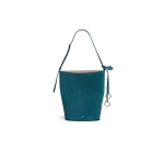 Alaia Hip Small Bucket Bi-Material Bag in Leather, Green Grey | Bucket Bags | Coveti