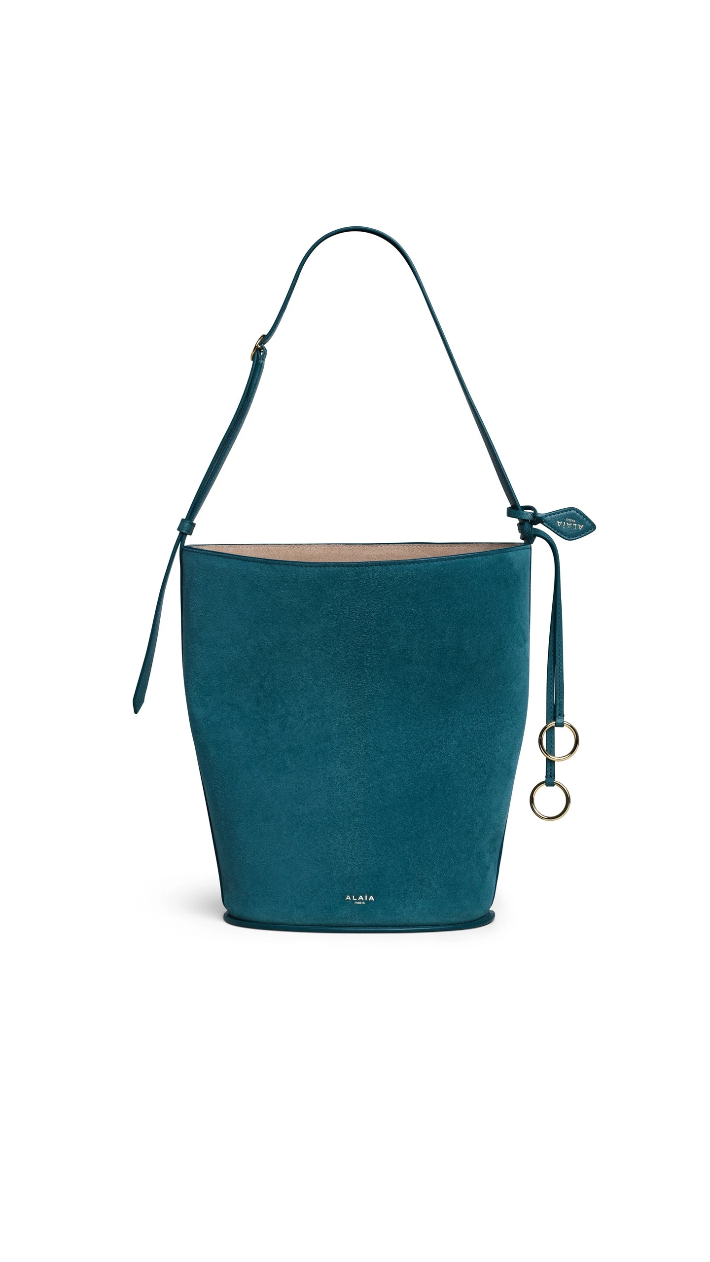 Alaia Hip Small Bucket Bi-Material Bag in Leather, Green Grey Alaia Hip Small Bucket Bi-Material Bag in Leather, Green Grey | Bucket Bags | Coveti