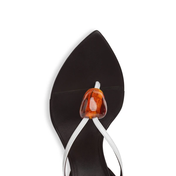 Alaia Invisible Jewel Wedge Sandals in Patent Calfskin, Optical White | Sandals | Coveti