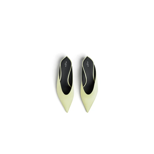 Alaia Invisible Mules in Satin, Anise | Mules | Coveti