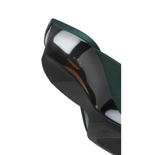 Alaia Invisible Mules in Satin, Lichen | Mules | Coveti