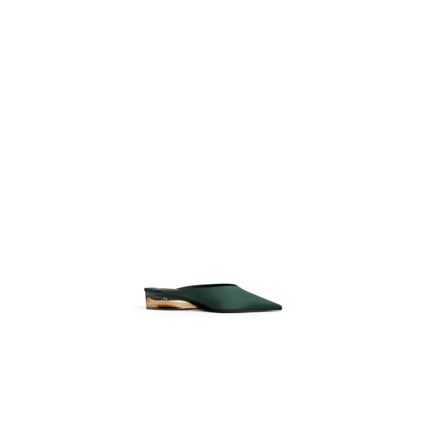 Alaia Invisible Mules in Satin, Lichen | Mules | Coveti