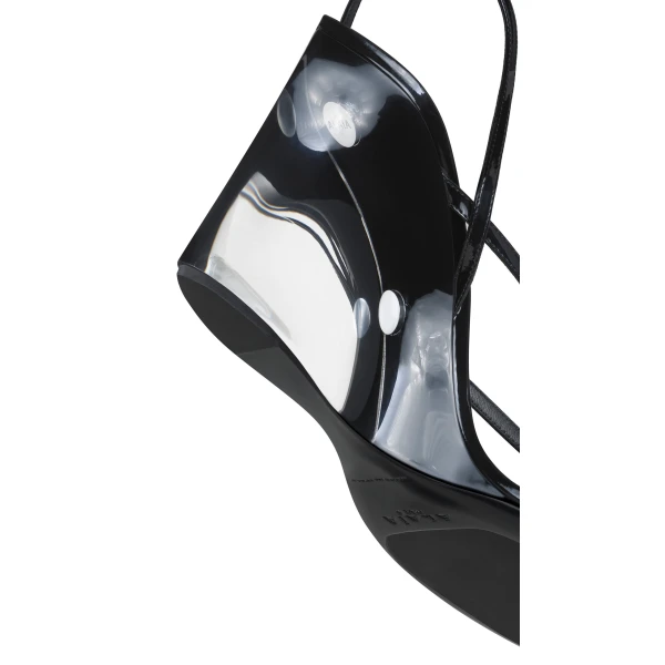 Alaia Invisible Thong Sandals in Patent Calfskin, Black | Sandals | Coveti