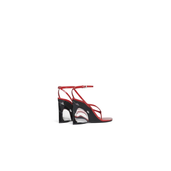 Alaia Invisible Thong Sandals in Patent Calfskin, Burnt Orange | Sandals | Coveti
