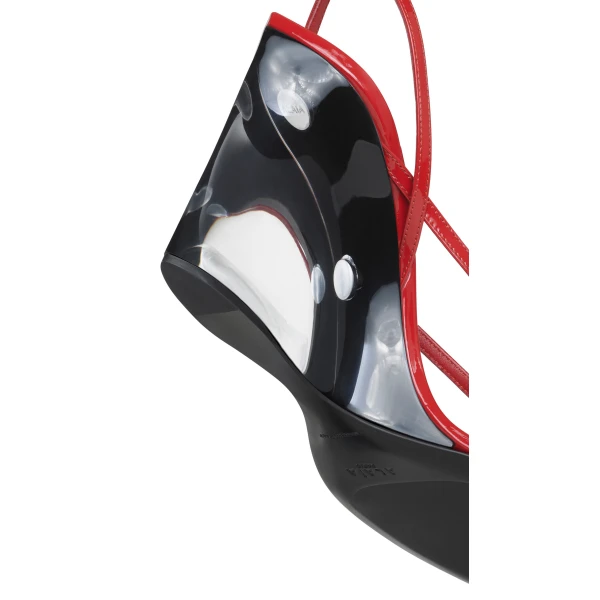 Alaia Invisible Thong Sandals in Patent Calfskin, Burnt Orange | Sandals | Coveti