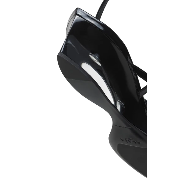 Alaia Invisible Thong in Patent Calfskin, Black | Sandals | Coveti
