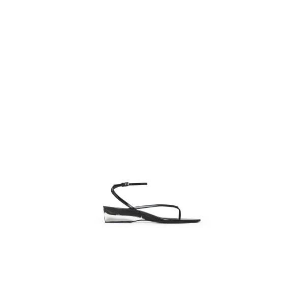 Invisible Thong in Patent Calfskin, Black