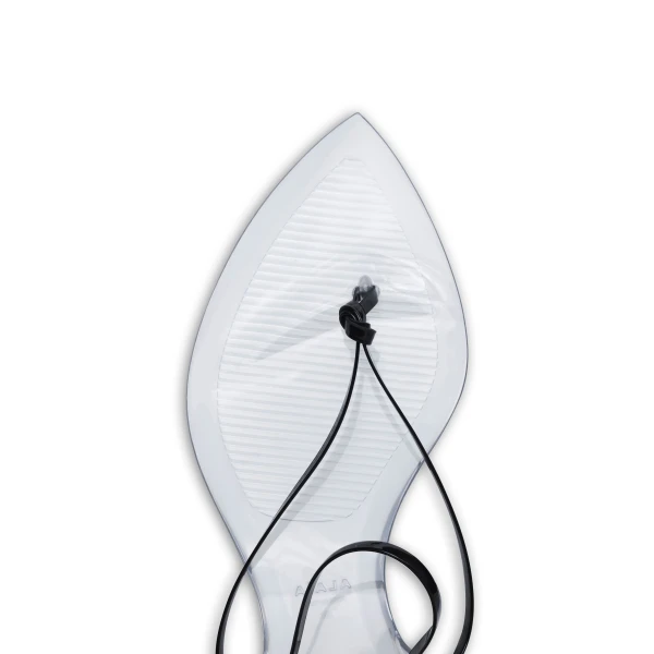 Alaia Invisible Thong in Patent Leather, Black | Sandals | Coveti