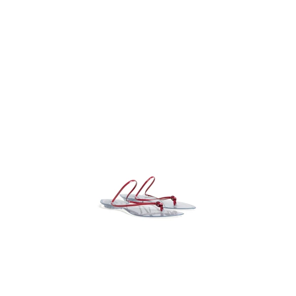 Alaia Invisible Thong in Patent Leather, Carmine | Sandals | Coveti