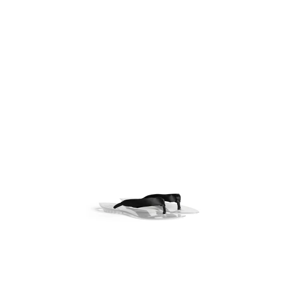 Alaia Invisible Thong in Satin, Black | Sandals | Coveti