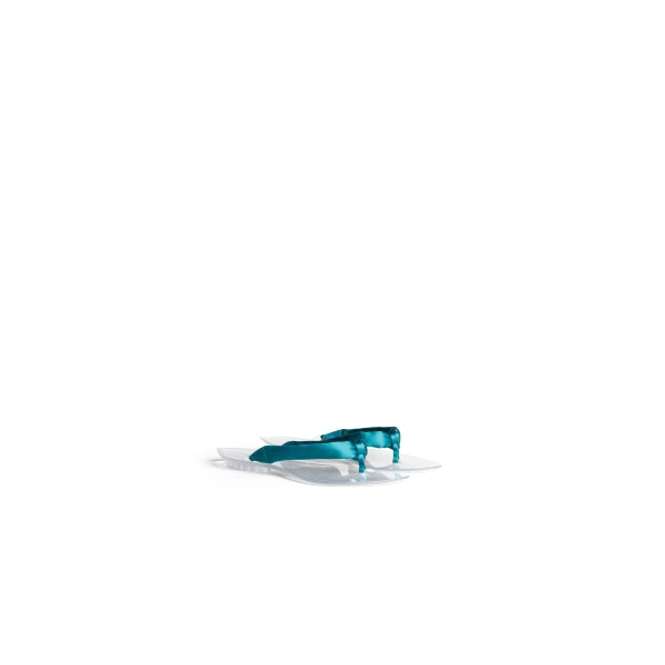 Alaia Invisible Thong in Satin, Emerald | Sandals | Coveti