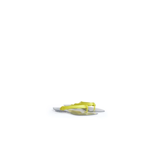 Alaia Invisible Thong in Satin, Lemon Yellow | Sandals | Coveti