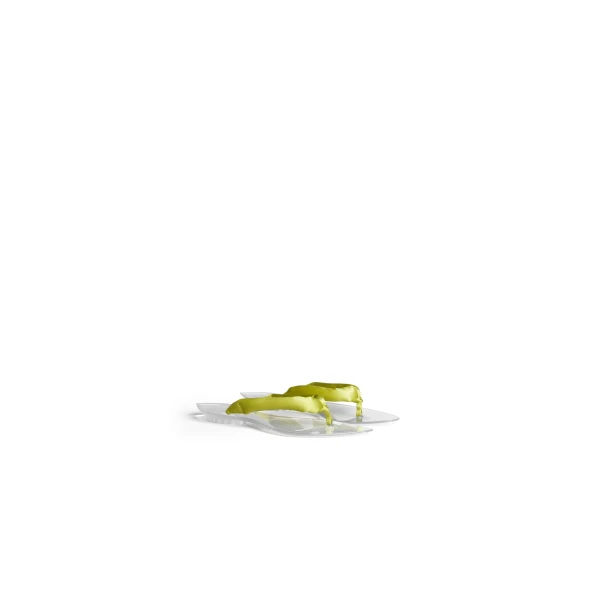 Alaia Invisible Thong in Satin, Lime | Sandals | Coveti