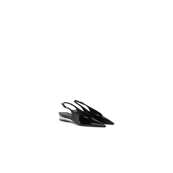 Alaia Invisible Wedge Slingbacks in Patent Calfskin, Black | Heels | Coveti