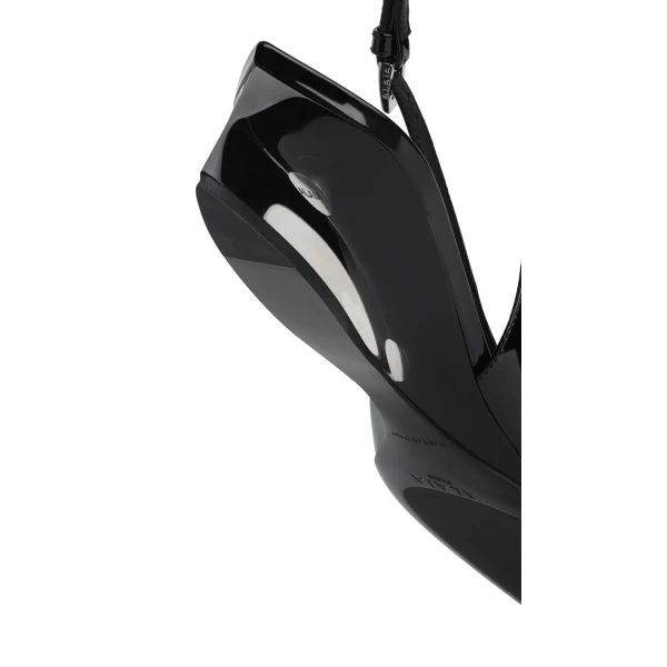 Alaia Invisible Wedge Slingbacks in Patent Calfskin, Black | Heels | Coveti