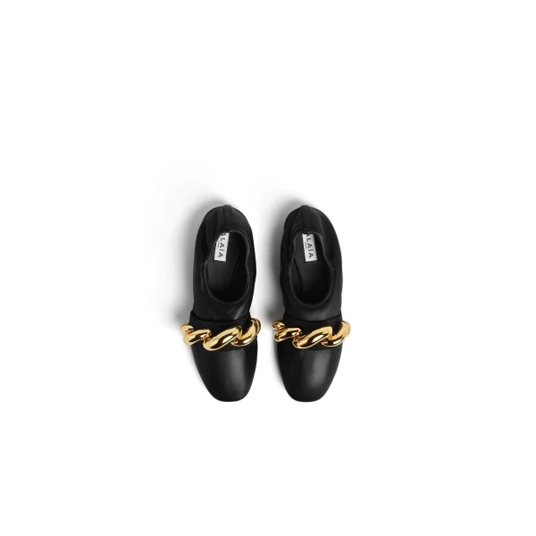 Alaia Jewel Slippers in Leather, Black | Flats | Coveti