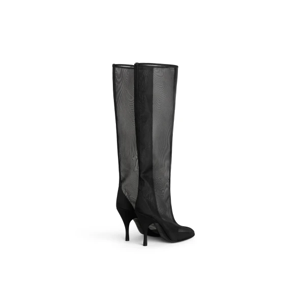 Alaia Knee Boots in Mesh, Black | Boots | Coveti