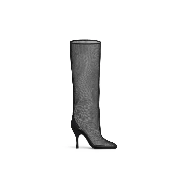 Knee Boots in Mesh, Black