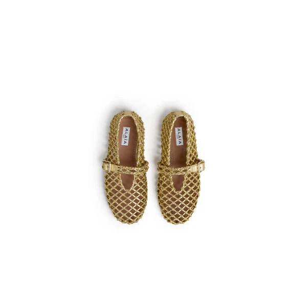 Alaia La Ballerine Braided in Gold | Flats | Coveti