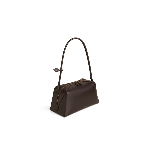 Alaia Le Bouledogue Bag in Calfskin, Smoke Brown | Shoulder & Crossbody Bags | Coveti