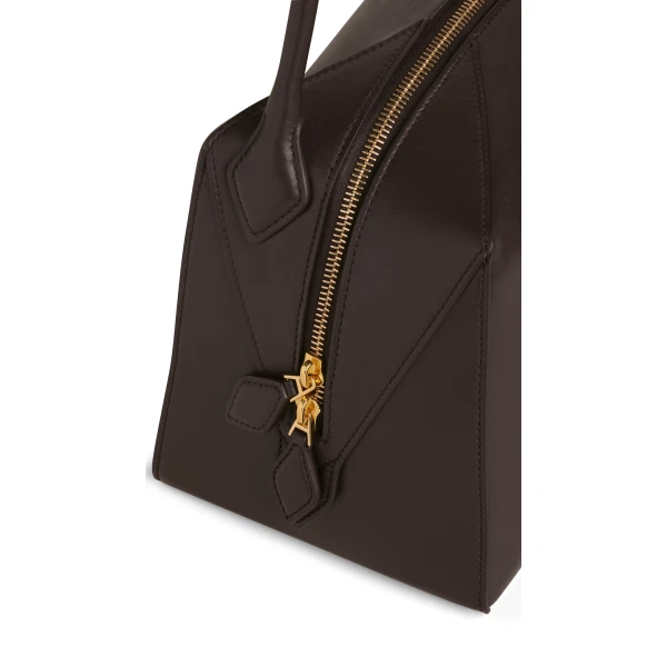 Alaia Le Bouledogue Bag in Calfskin, Smoke Brown | Shoulder & Crossbody Bags | Coveti