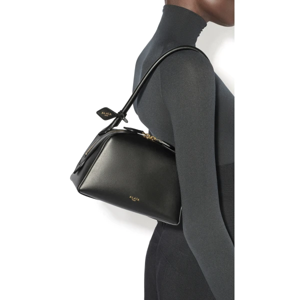 Alaia Le Bouledogue Small Bag in Calfskin, Black | Totes & Top-Handle Bags | Coveti