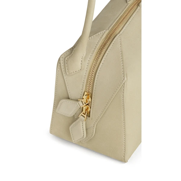 Alaia Le Bouledogue Small Bag in Nubuck, Almond Green | Totes & Top-Handle Bags | Coveti