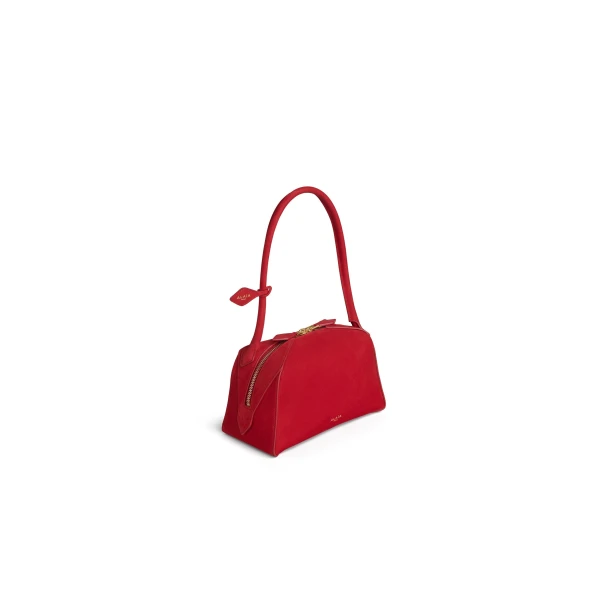 Alaia Le Bouledogue Small Bag in Nubuck, Bright Red | Totes & Top-Handle Bags | Coveti