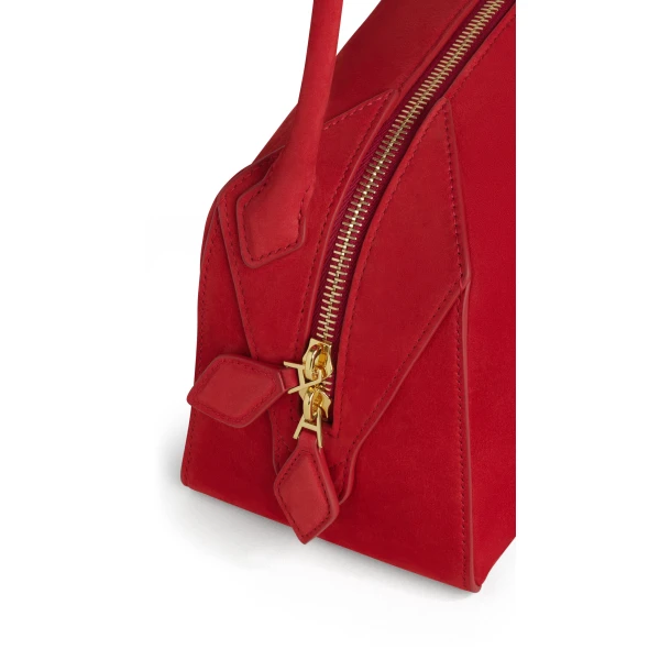 Alaia Le Bouledogue Small Bag in Nubuck, Bright Red | Totes & Top-Handle Bags | Coveti