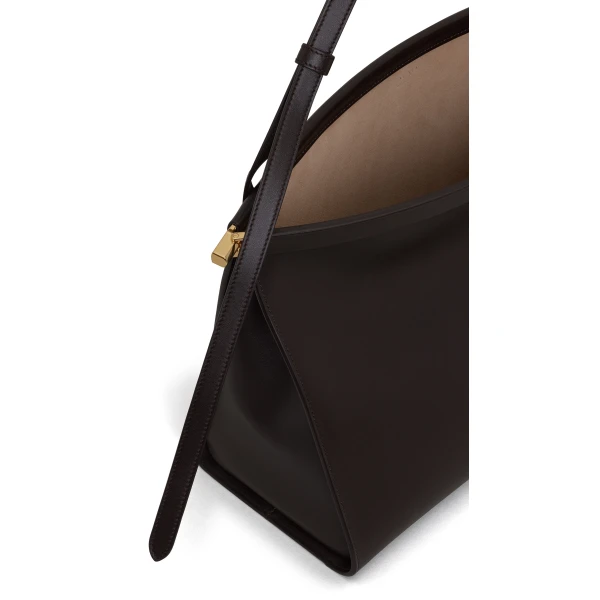 Alaia Le Click East West Large Bag in Calfskin, Dark Brown | Shoulder & Crossbody Bags | Coveti