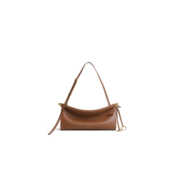 Alaia Le Click East West Medium Bag in Calfskin, Amber | Shoulder & Crossbody Bags | Coveti