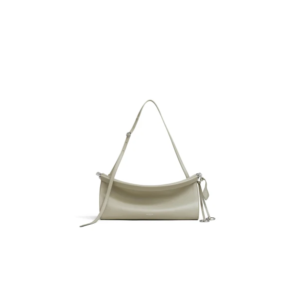 Le Click East West Medium Bag in Calfskin, Beige Grey