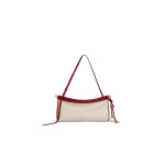 Alaia Le Click East West Medium Bag in Canvas, Natural and Red | Shoulder & Crossbody Bags | Coveti