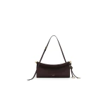 Alaia Le Click East West Medium Bag in Nubuck, Dark Brown | Shoulder & Crossbody Bags | Coveti