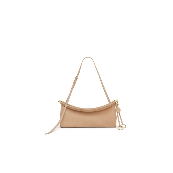 Alaia Le Click East West Medium Bag in Nubuck, Desert | Shoulder & Crossbody Bags | Coveti