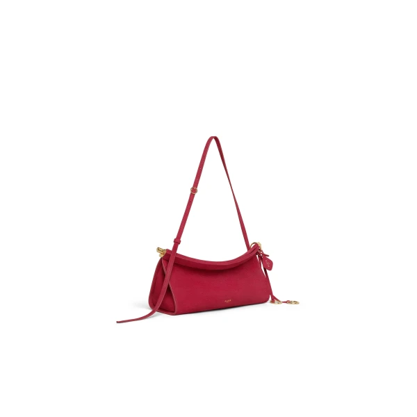 Alaia Le Click East West Medium Bag in Nubuck, Raspberry | Shoulder & Crossbody Bags | Coveti