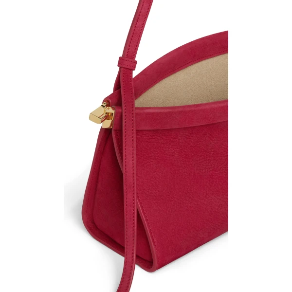 Alaia Le Click East West Medium Bag in Nubuck, Raspberry | Shoulder & Crossbody Bags | Coveti
