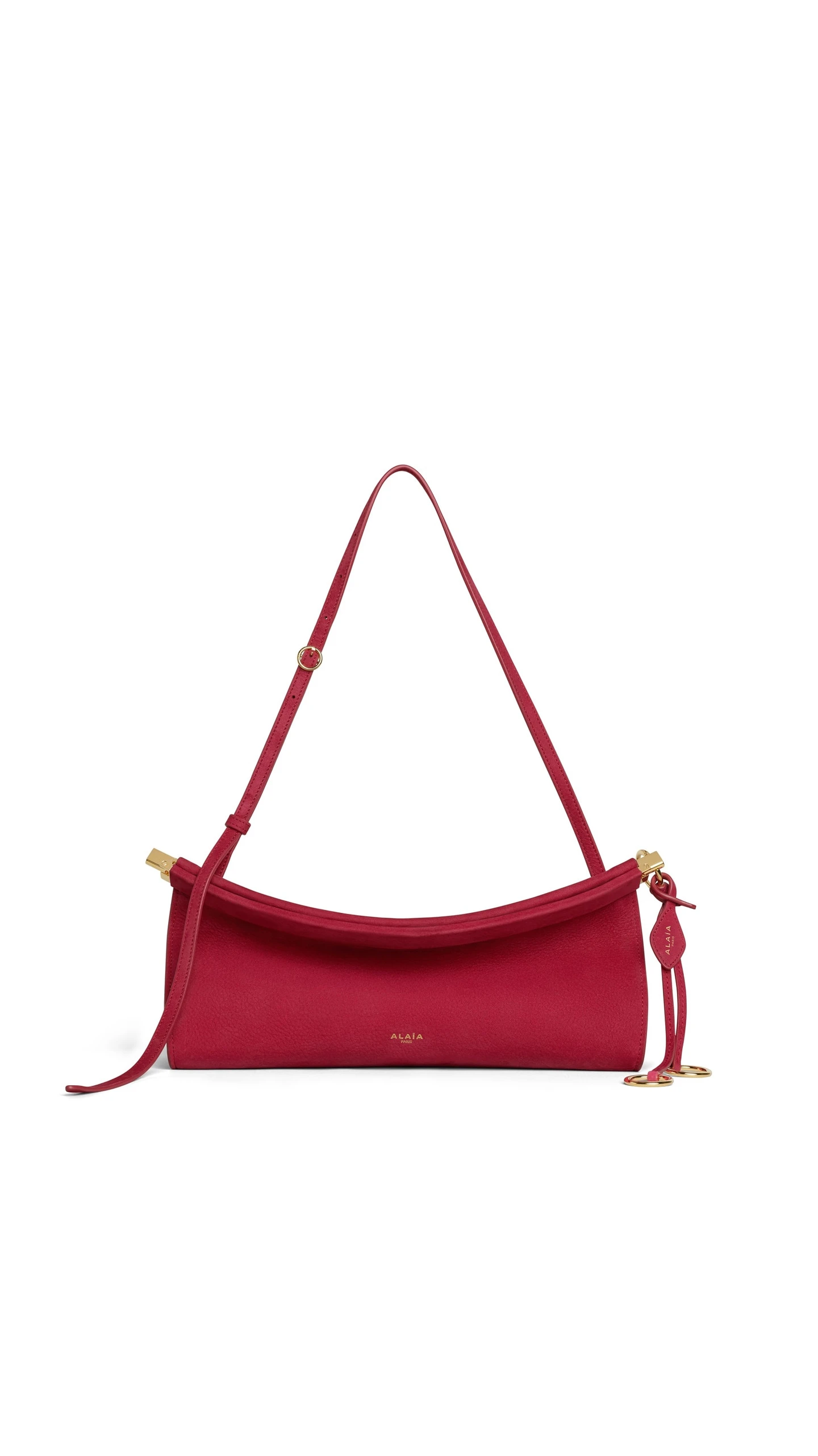 Alaia Le Click East West Medium Bag in Nubuck, Raspberry Alaia Le Click East West Medium Bag in Nubuck, Raspberry | Shoulder & Crossbody Bags | Coveti