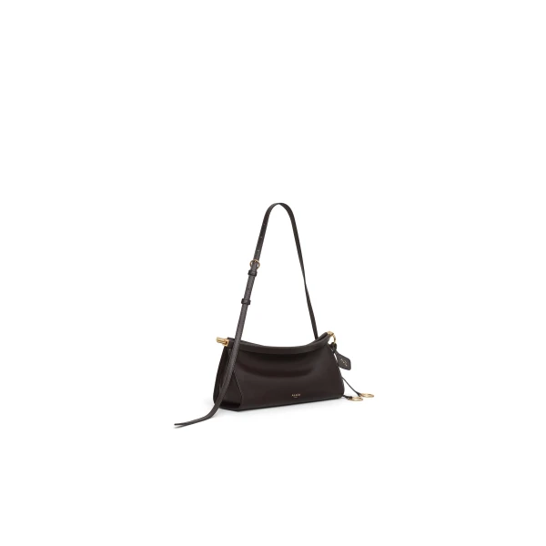 Alaia Le Click East West Small Bag in Calfskin, Dark Brown | Shoulder & Crossbody Bags | Coveti
