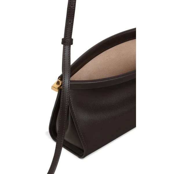 Alaia Le Click East West Small Bag in Calfskin, Dark Brown | Shoulder & Crossbody Bags | Coveti