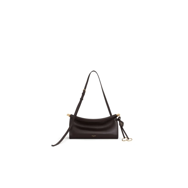 Alaia Le Click East West Small Bag in Calfskin, Dark Brown | Shoulder & Crossbody Bags | Coveti
