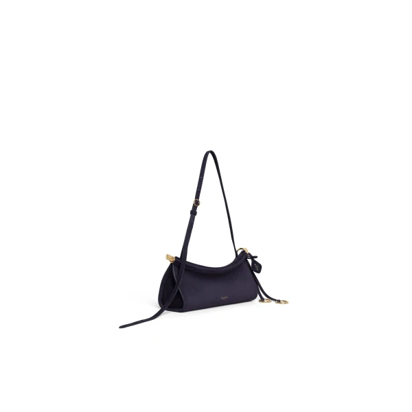 Alaia Le Click East West Small Bag in Suede, Eggplant | Shoulder & Crossbody Bags | Coveti
