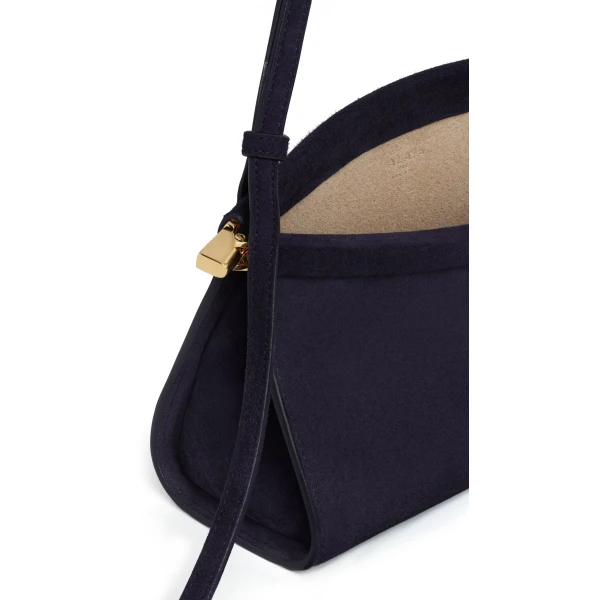 Alaia Le Click East West Small Bag in Suede, Eggplant | Shoulder & Crossbody Bags | Coveti