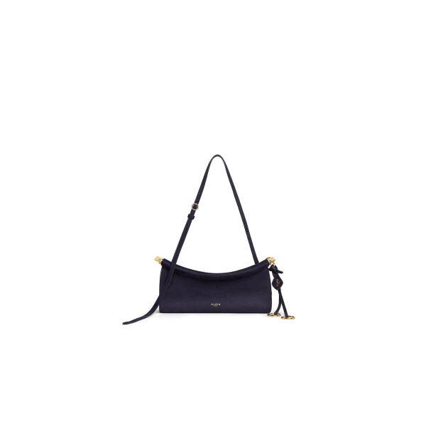 Alaia Le Click East West Small Bag in Suede, Eggplant | Shoulder & Crossbody Bags | Coveti