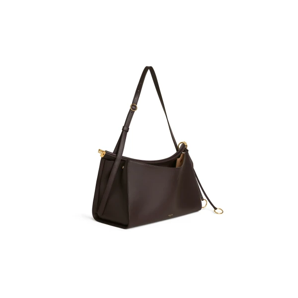 Alaia Le Click Pocket 35 Bag in Calfskin, Dark Brown | Shoulder & Crossbody Bags | Coveti