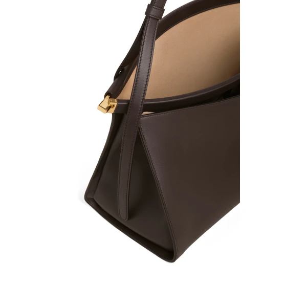 Alaia Le Click Pocket 35 Bag in Calfskin, Dark Brown | Shoulder & Crossbody Bags | Coveti
