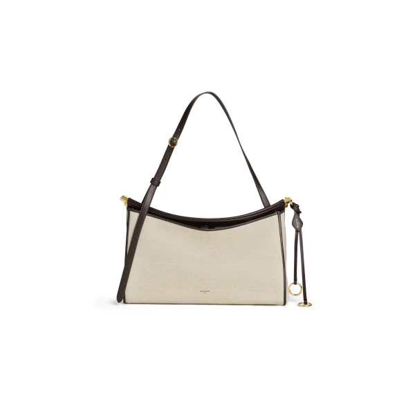 Le Click Pocket 35 Bag in Canvas, Natural and Brown